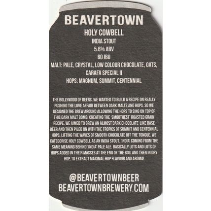 BEER MAT - BEAVERTOWN BREWERY - HOLY COWBELL STOUT - (Cat No 026) - (2015)