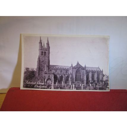 THE CHURCH TIDESWELL, DERBYSHIRE unused antique postcard =