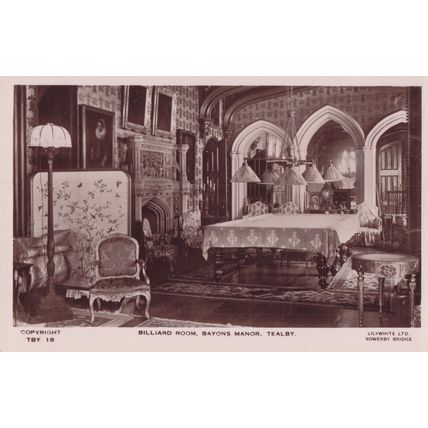Billiard Room Saxons Manor Tealby Lincolnshire Old RPC Postcard