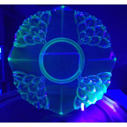Stolzle Uranium Glass Art Deco Plate / Shallow Dish.