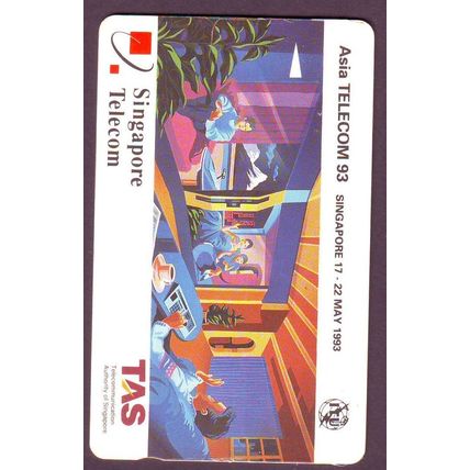 Asia Telecom 93 S'pore $5 Telephone Card (Used)