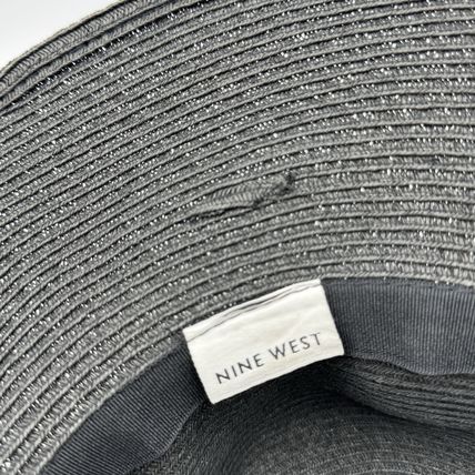 Nine West Gray Straw Hat Wide Brim Used w/Wear Good Cond Fashion