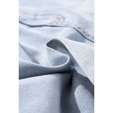 Beau Blue Folded Edge High Waist Plus Size Denim Shorts