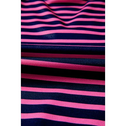 Pink Stripe Color Block V Neck Loose Fit Long Sleeve Top