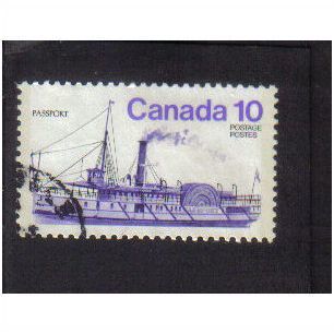 1976 canada passport paddle steamer 10c f/u sg852