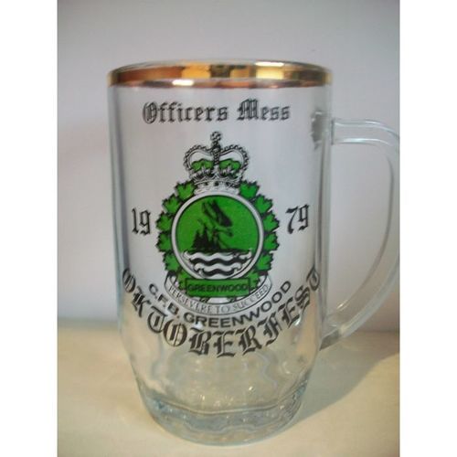 C.F.B. GREENWOOD NOVA SCOTIA BEER MUG,1979 OFFICERS MESS,CANADIAN MILITARY BASE