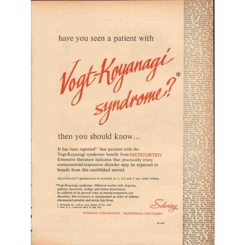 schering corp 1959 meticorten vogt-koyanagi medical vintage ad