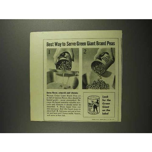 1941 Green Giant Peas Ad - Best Way to Serve