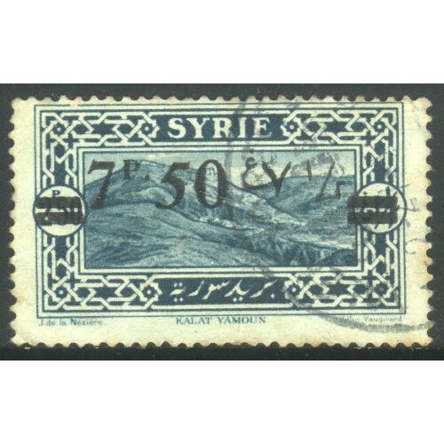 Syria 1925 - SG183 - 2p.50 blue - bars and 7p.50 surch - Kalat Yamoun - used