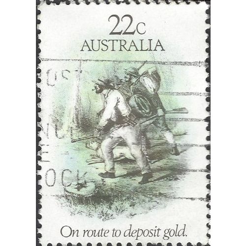 AUSTRALIA, Gold Rush, On Route to Deposit Gold, green 1981, 22c
