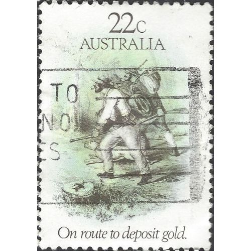 AUSTRALIA, Gold Rush, On Route to Deposit Gold, green 1981, 22c, #2