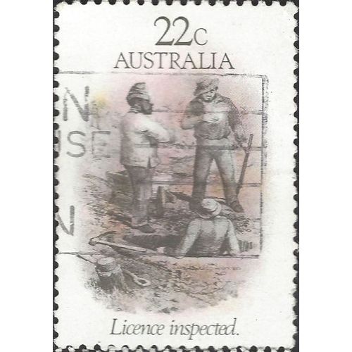 AUSTRALIA, Gold Rush, Licence Inspected, pink 1981, 22c