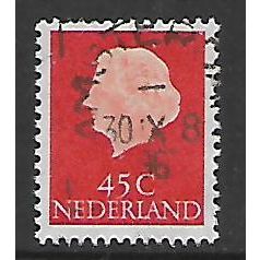 NETHERLANDS 1953 45c RED QUEEN JULIANA SG 783 FINE USED#