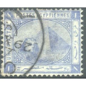 Egypt stamps 1884 - 1pi blue - Sphinx/Pyramid - used 5