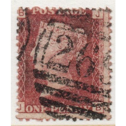 Sg43 1d red plate 177 FINE USED "J B" (reds)