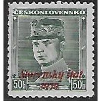 Mi 9 (no gum): 50 h. deep blue-green Defin.: Overprinted ‘Slovenský štát 1939’