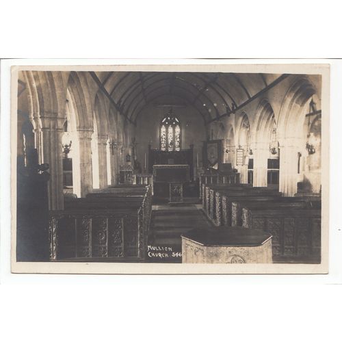 Mullion Church Interior Cornwall A H Hawke Postcard 546