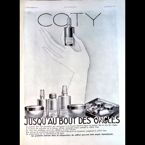 1930s Art Deco COTY nail polish Cosmetics Advertisement print Ad Spa Decor Gift
