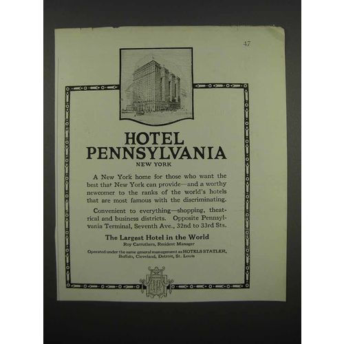 1919 Hotel Pennsylvania, New York Ad
