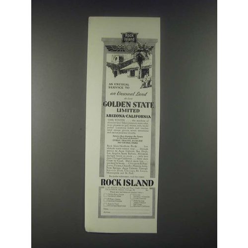 1931 Rock Island Railroad Ad - Golden State Limited