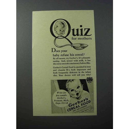 1940 Gerber's Baby Cereal Food Ad - Quiz