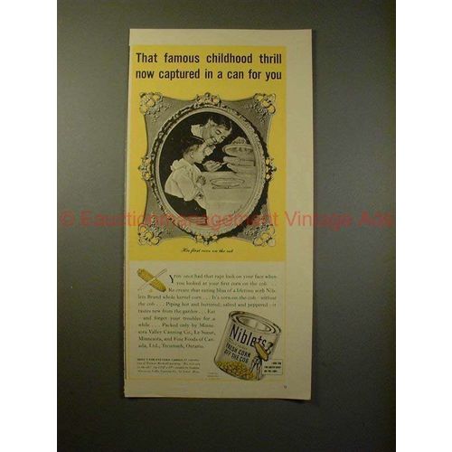 1941 Green Giant Niblets Corn Ad w/ Norman Rockwell!!