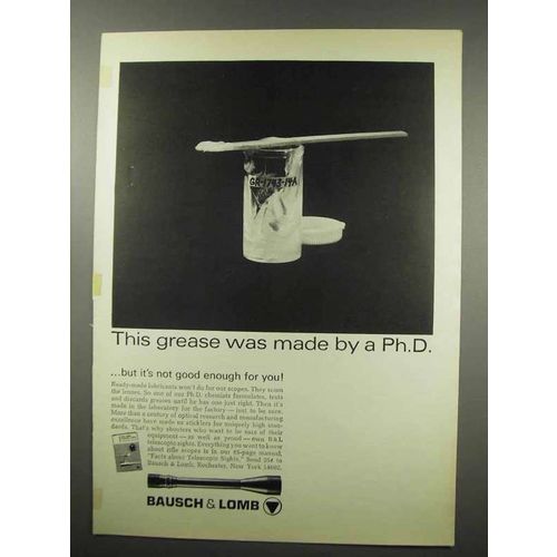 1967 Bausch & Lomb Scopes Ad - Grease Made by Ph.D.