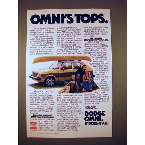 1978 Dodge Omni Car Ad - Omni's Tops!