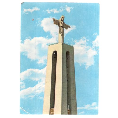 MONUMENT TO CHRIST, ALMADA, PORTUGAL.. unused vintage postcard #
