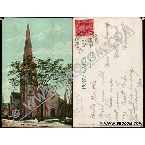 CT New London Postcard St James Church ct_box4~2098