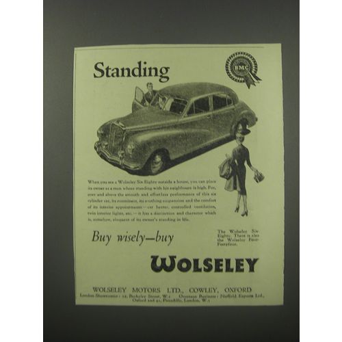 1954 Wolseley Six Eighty Car Ad - Standing