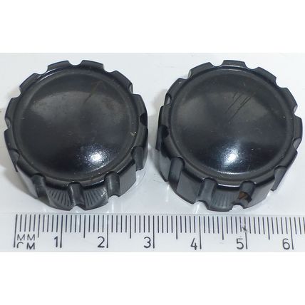 KNOB fluted Black bakelite 31 mm dia, for 1/4" shaft vintage 2 off