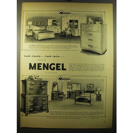 1950 Mengel Imperial Group and Melrose Group Furniture Ad - Look Closely