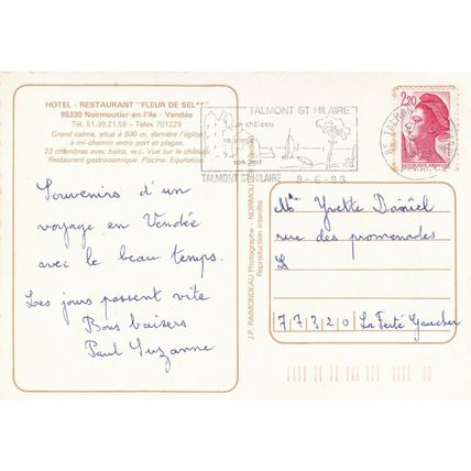 Noirmoutier Hotel Fleur de Sel France Postcard posted 1988 VGC