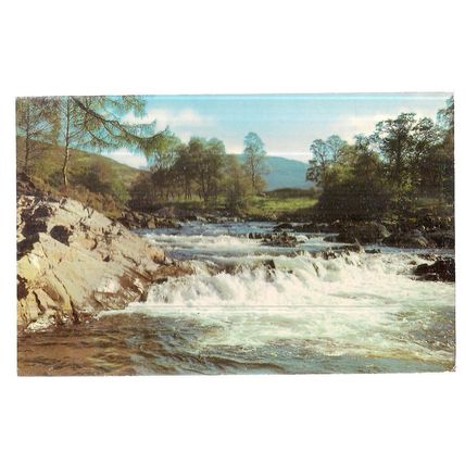 RIVER LYON AT BRIDGE OF BALGAY, DUNDEE, ANGUS used vintage postcard c. 1972 =