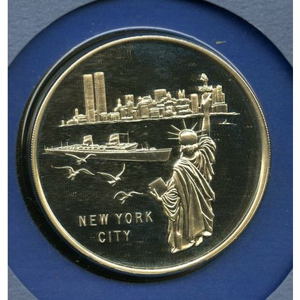 GREAT AMERICAN PLACES STERLING SILVER MEDAL & POSTAL COVER # 4 NEW YORK