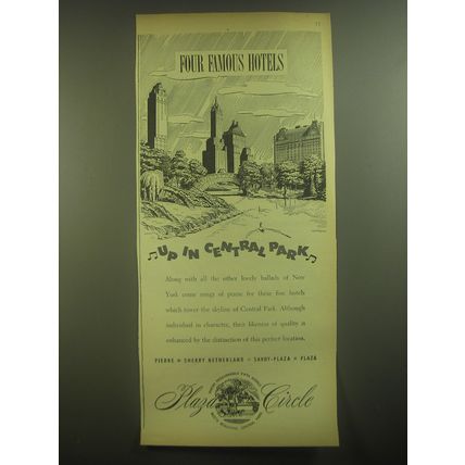 1945 Plaza Circle Ad - Four famous hotels up in Central Park