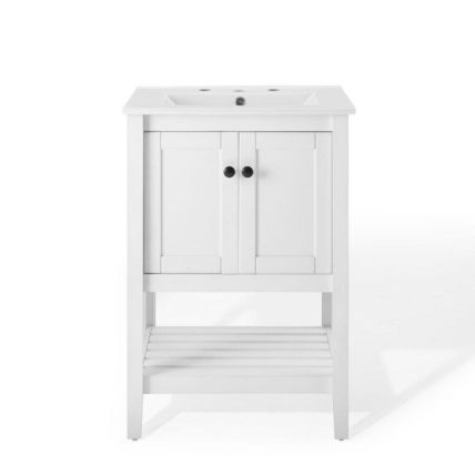 Modern 24" Bathroom Sink Vanity Gray or White Slat Design Cottage Style
