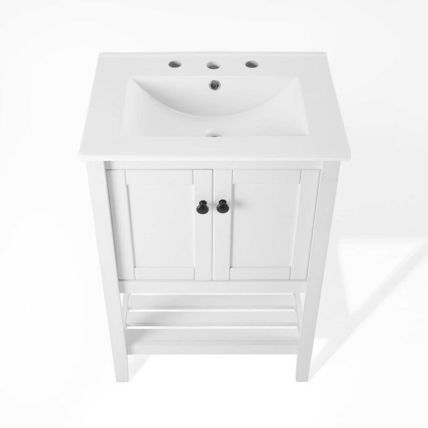 Modern 24" Bathroom Sink Vanity Gray or White Slat Design Cottage Style