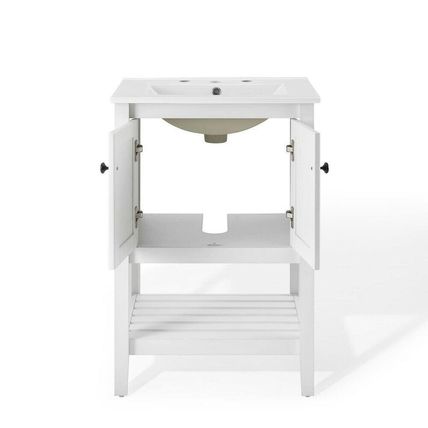 Modern 24" Bathroom Sink Vanity Gray or White Slat Design Cottage Style