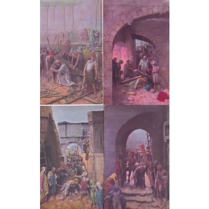 Stations Of The Cross Crucifixion 12x French 1911 Rare Postcard s
