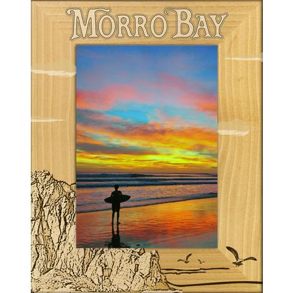 Morro Bay California Laser Engraved Wood Picture Frame Portrait (3 x 5)
