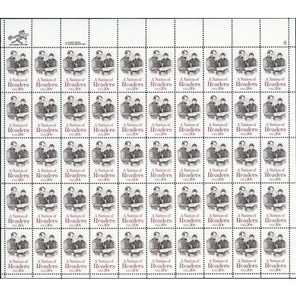 Nation of Readers (Abe Lincoln) Sheet of Fifty 20 Cent Postage Stamps Scott 2106