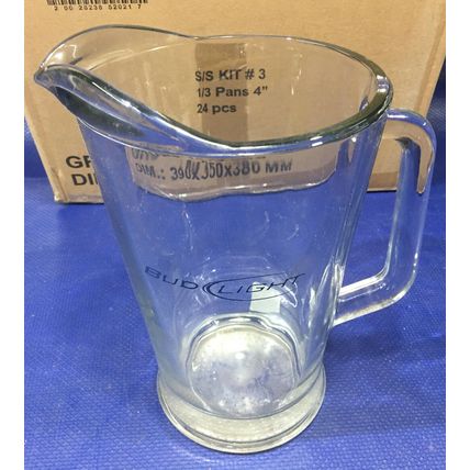 Bud Light Beer Heavy Glass Pitcher 60oz 9''h mexico vintage bar