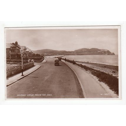 Marine Drive Rhos-on-Sea Postcard RP Denbighshire Wales