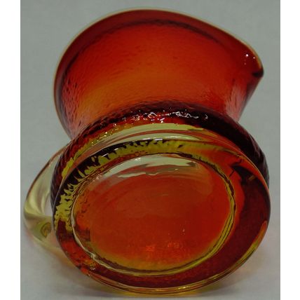 Vintage Hand Blown Crackle Glass Amberina Mini Pitcher Creamer Applied Handle 3"