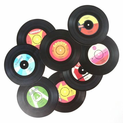 4x VINYL RECORD COASTERS Retro Cup Drink Place Mat Coffee Tea Table Protector