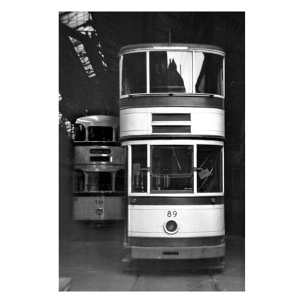 pu0080 - Sheffield Trams no 89 & 524 in Leopold Street Depot - print 6x4