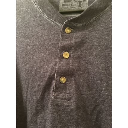 Hanes Beefy Tee Men's Long Sleeve T-Shirt 1/4 Button Blue Size 3XL