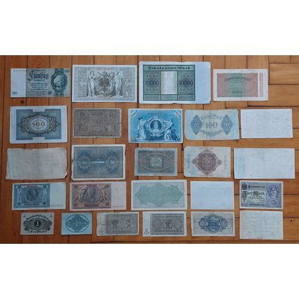 1900s-1930s GERMANY Large Variety 25 Dif Antique Banknote Currency Lot Reichmark